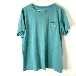 Vineyard Vines Aqua Whale Logo Pocket Tee